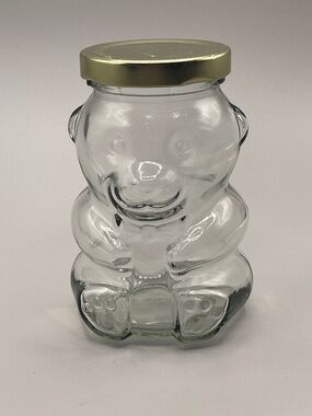 Bear Shaped Glass Jar With Lid. 4.25"H x 3"W